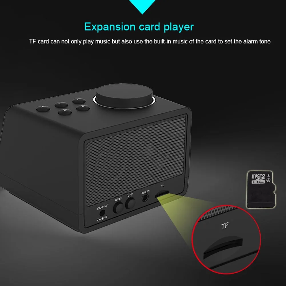 

New LED Alarm Clock FM Radio Wireless Bluetooth Speaker Player with USB Fast Charge Port