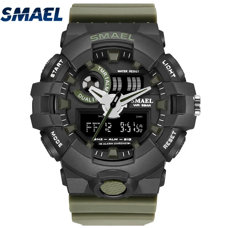 Модный стиль аналоговые кварцевые часы для мужчин спортивные военные часы мужские водонепроницаемые 50 м светодиодный цифровые наручные часы Relogio Masculino