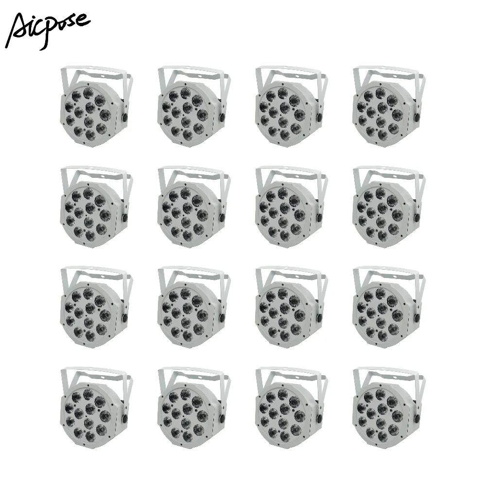 

16Pcs/lots 12x12w Flat Par Led White Shell Led Par Light 12*12W RGBW 4in1 Wall Washer With DMX512 Professional Stage Equipment