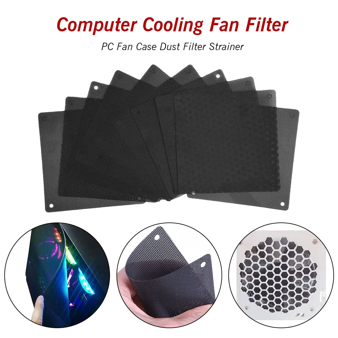 

1PCS Computer Cooling Fan Filter PVC 120mm140mm PC Fan Case Dust Filter Strainer Cuttable Dustproof Mesh Black