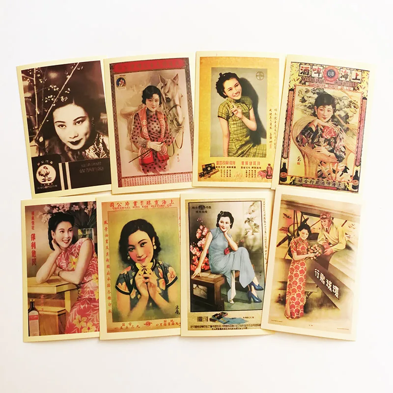 

40 Sheets/Box Chinese Vintage Advertising Postcards The Republic of China Era Nostalgic Postcards Art Postcards