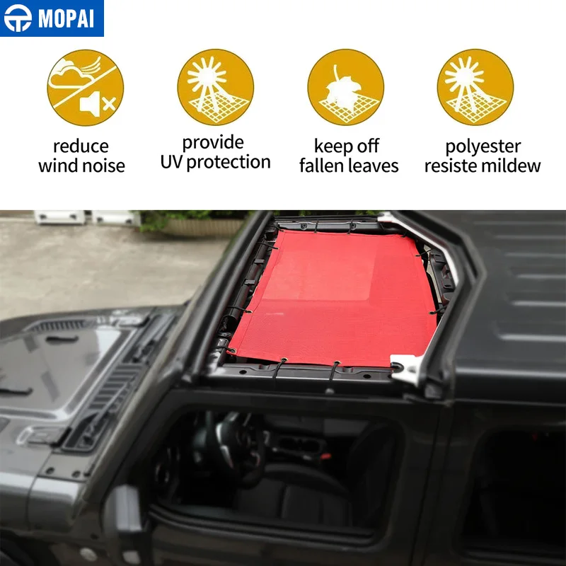 Couverture de pare-soleil de dessus de voiture de MOPAI pour Jeep Wrangler JL 2018 filet de maille de Protection solaire d'anti UV de toit pour des accessoires de Jeep JL Wrangler - 2