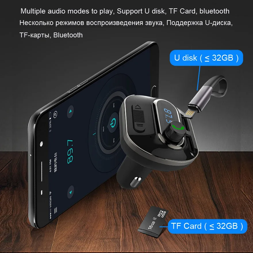 XCGaoon Bluetooth 4 1 автомобильный комплект громкой связи MP3 плеер FM передатчик 2 USB 5 в а
