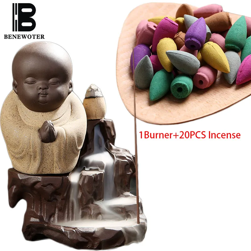 20 шт. конусы для благовоний и курильница в виде Будды|backflow incense burner|incense burnerbuddha burner