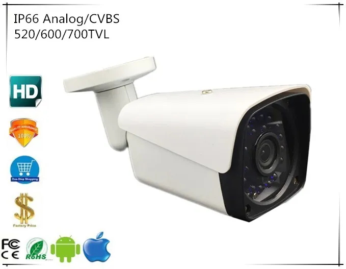 Bulllet камера аналоговый/CVBS 520/600/700tvl IP66 водонепроницаемый 24leds Инфракрасный ночного