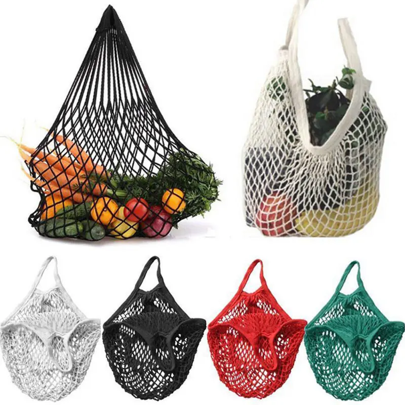 

Reusable Grocery Produce Bags Cotton Mesh Ecology Market String Net Tote Bag Kitchen Fruits Vegetables Hanging Bag Home