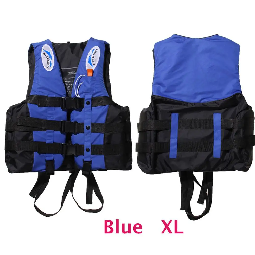 Взрослый спасательный жилет купальники спасательные жилеты куртки со свистком для водных видов спорта мужская куртка для плавания на лодках дрейфующий пиджак - Цвет: Blue XL