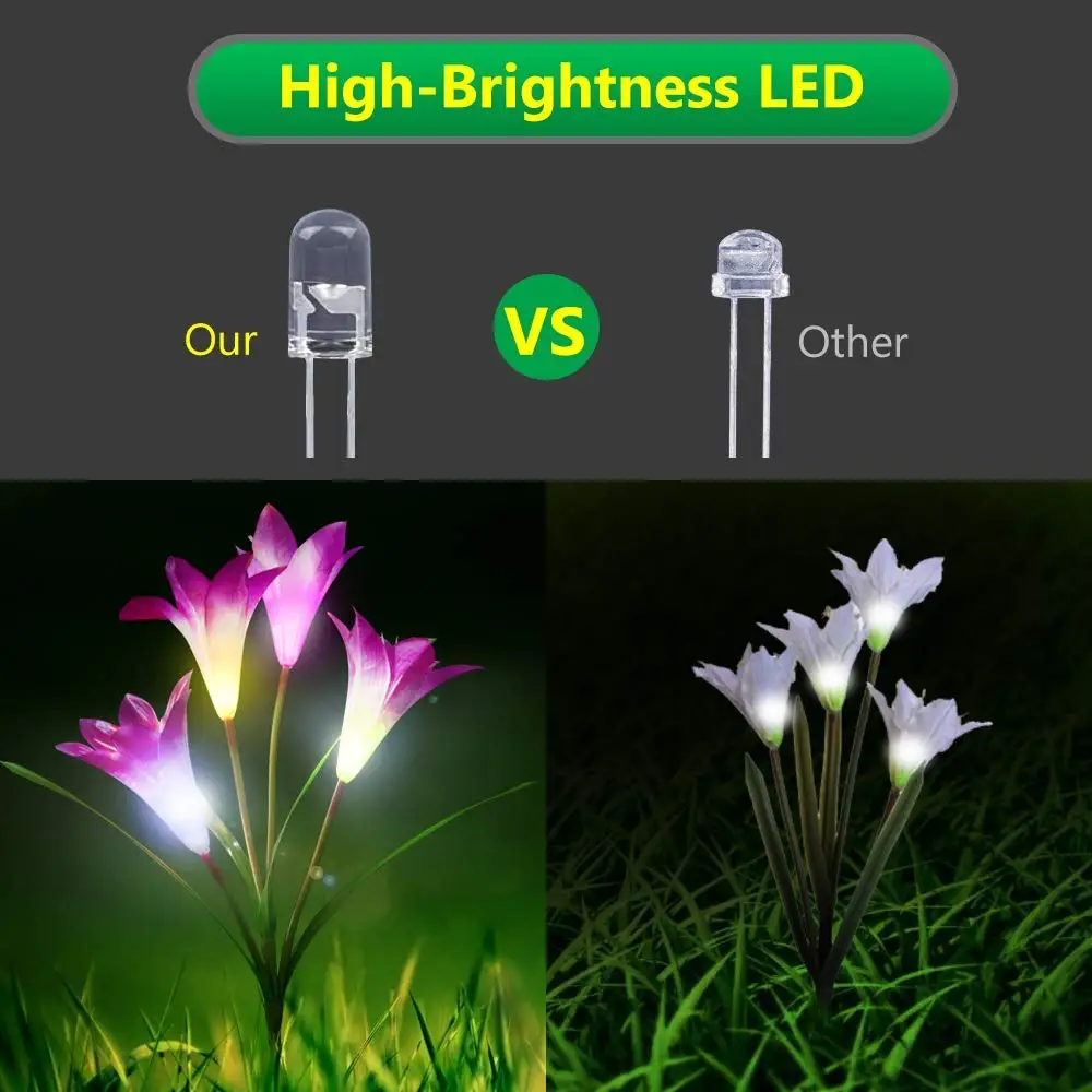 Solares da Estaca do Jardim ao ar Flor do Lírio Multi-cor em Mudança Solares da Estaca para o Quintal do Pátio do Jardim Livre com 4 Luzes Led 5 Cheap Lâmpadas solares