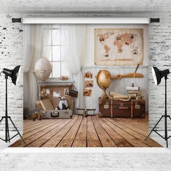 

Boy's Room Suitcase Party Stage Play Photo Background Vinyl Cloth Photography Backdrops Customize for Photo Studio Photoshoot