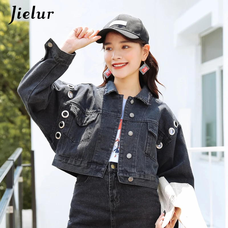 

Jielur 2019 Autumn Denim Jacket for Women Korean Loose Jean Coat Spring BF Vintage Bomber Jacket Casual Mujer Jackets Dropship