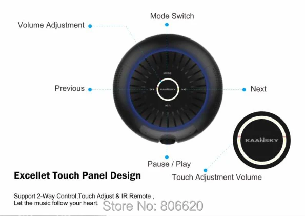 Panoramic 180 Degree 1080P HD Wifi IP Camera Built-in 5W Hifi System Bluetooth Speaker Internet Music byFree App Remote Control_F9