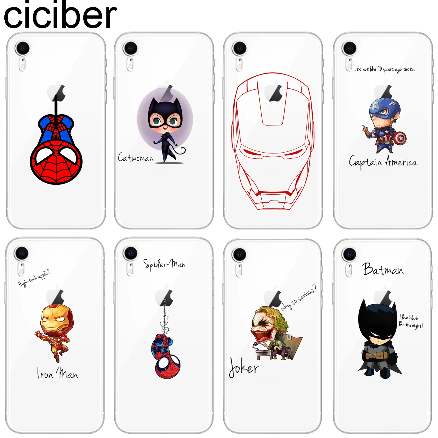 

ciciber Marvel DC Soft Silicone Phone Cases Cover for Iphone 11 Pro Max 8 7 6 6S Plus 5S SE X XR XS MAX Iron Man Spiderman Shell