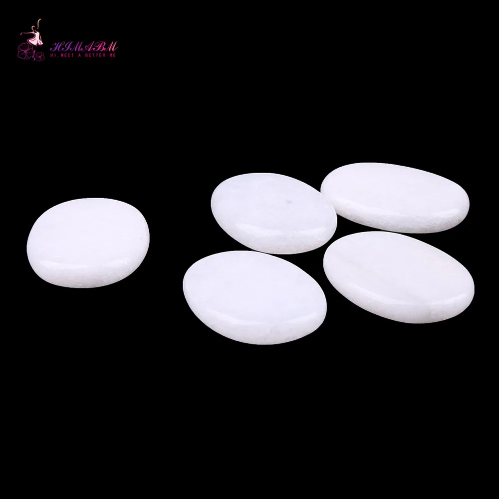 HIMABM 5 Pieces Natural White Jade Hot Stone Basalt Massager Facial Toe Finger Massage Lava Rock 4*3cm HIMABM 5 Pieces Natural White Jade Hot Stone Basalt Massager Facial Toe Finger Massage Lava Rock 4*3cm