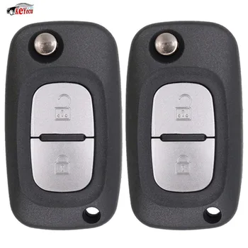 

KEYECU 2 Pcs/lot New Replacement 2 Button Uncut Remote Car Key Fob 433MHz ID46 Chip for Renault Clio Kangoo Megane Modus