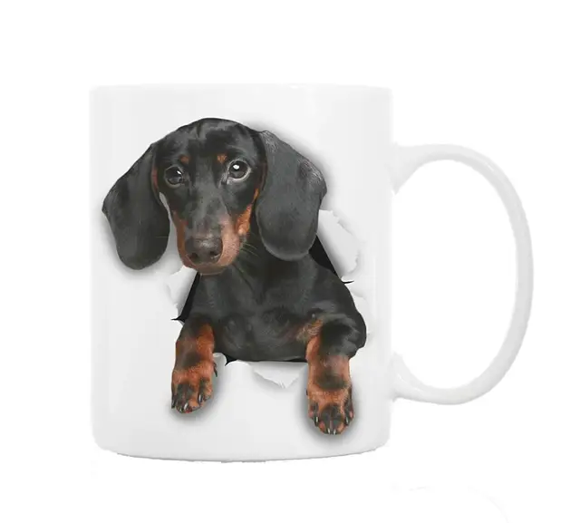 Lovely Cute Black Dachshund Dog Coffee Mug Tea Cup Funny 3d Jumping Out Dachshund Puppy Mugs Cups For Kids Daddy Birthday Gifts Mugs Aliexpress
