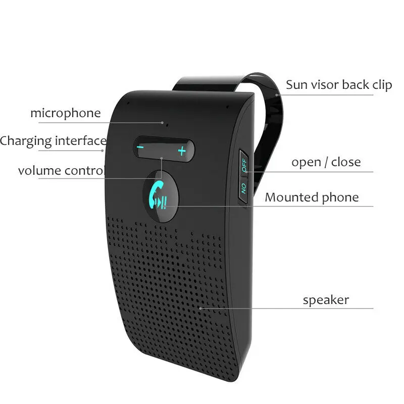 Hands-free для автомобиля Bluetooth автомобильный комплект 4,2 солнцезащитный козырек зажим солнцезащитный козырек Солнцезащитный козырек двойной микрофон автомобильный Bluetooth громкой связи комплект воспроизведения музыки