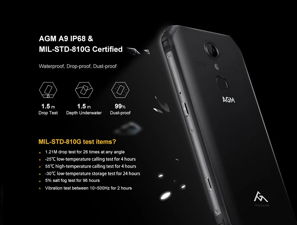 AGM A9 IP68 водонепроницаемый ударопрочный Восьмиядерный Snapdragon 5,9" FHD+ 16 МП 4 Гб+ 32 ГБ Android 8,1 отпечаток пальца NFC Смартфон