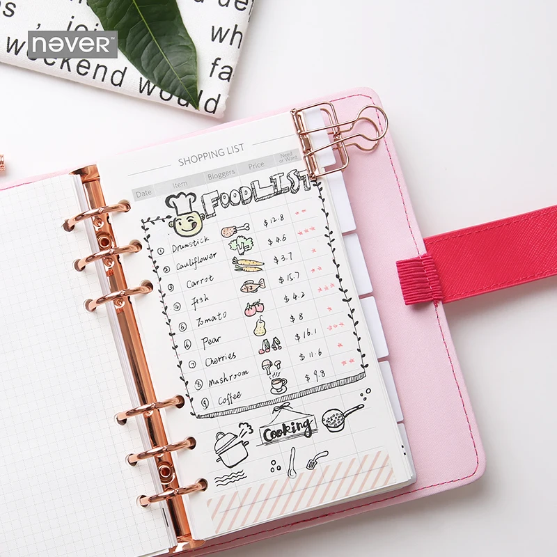 Nover канцелярские принадлежности розовая линия спиральная записная книжка, органайзер, A6 планировщик, личный дневник, офисные и школьные принадлежности
