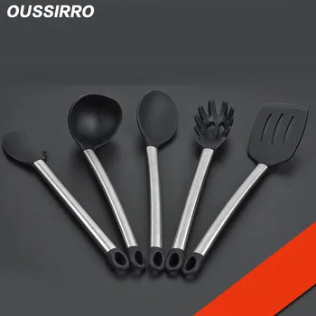 

5Pcs/set Spoon Skimmer Strainer Set Kitchen Cooking Hot Pot Soup Stainless Steel Wall Hanging Long Handle Soup Ladl