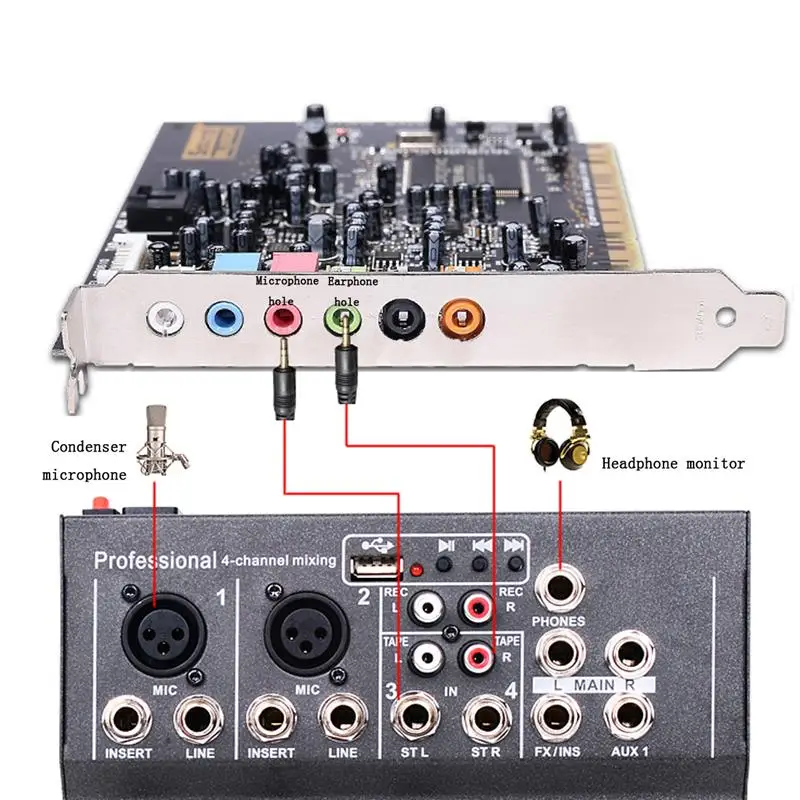 LEORY Профессиональный 4 канальный караоке аудио микшер усилитель мини Микрофон Звук микшерный пульт с USB 48 В фантомное питание