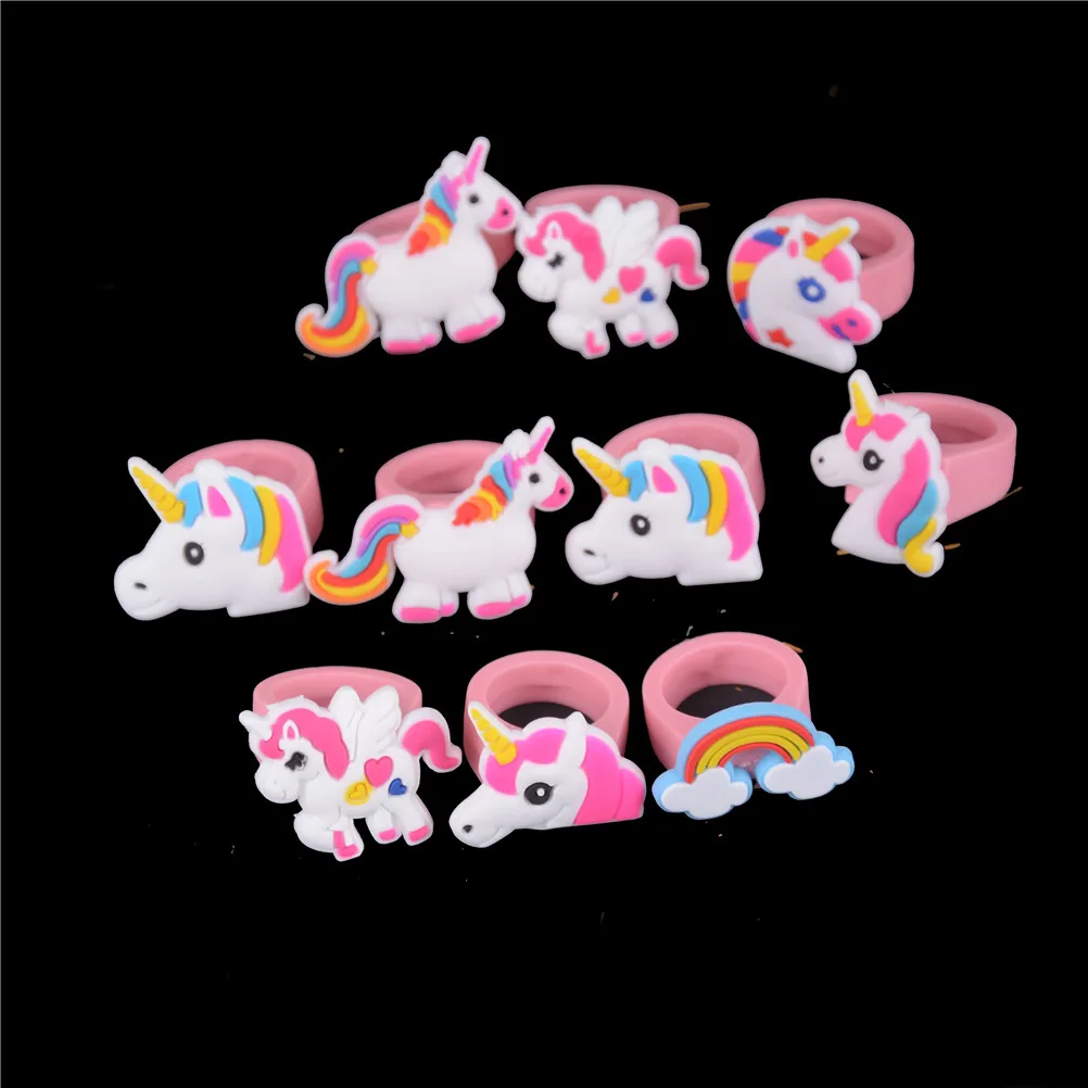 

5Pcs New Fashion Cartoon Cute Unicorn Finger Ring Kids Toys Birthday Party Favor Charm Wedding Supplies