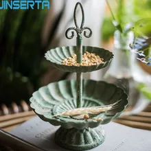JINSERTA de 2 niveles Vintage bandeja de Metal Placa de exhibición de la joyería plato de Snack de postre antiguo hogar escritorio cosméticos organizador de artículos diversos