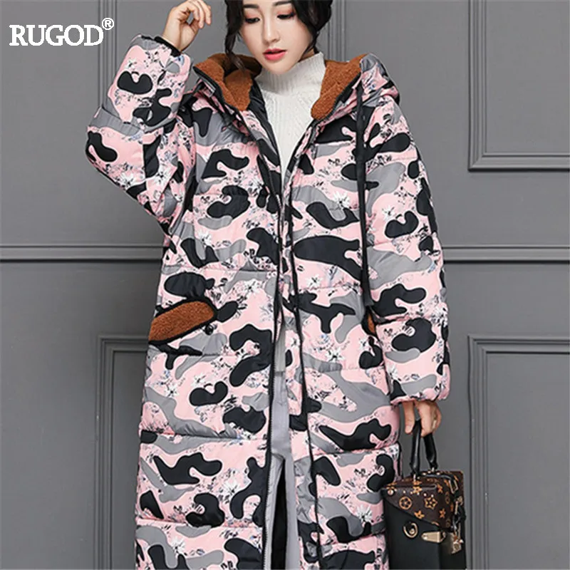 Rosa Cappotto Femminile Imbottito Size Cappuccio Outwear bianco 2018 blu Di Rugod Camouflage Plus Nero Sottile Giacca Donna Con multi Il Cotone Inverno Donne colore Parka gBq0wYpq