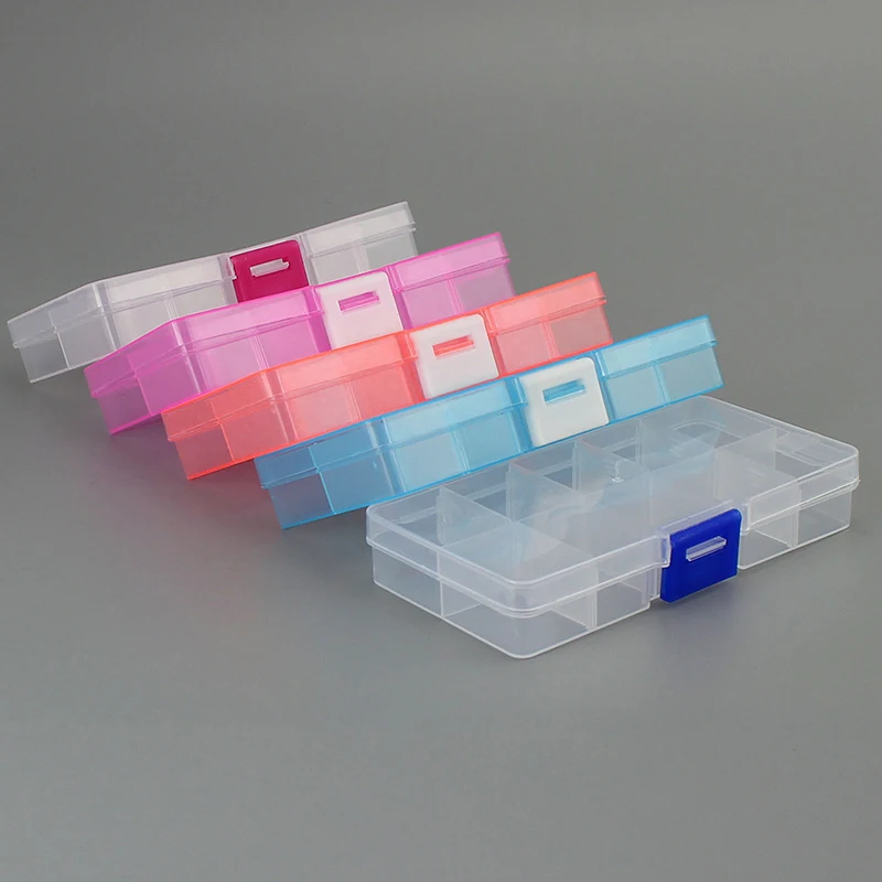 New 10 Slots Cells Colorful Portable Jewelry Tool Storage Box Container Ring Electronic Parts Screw Beads