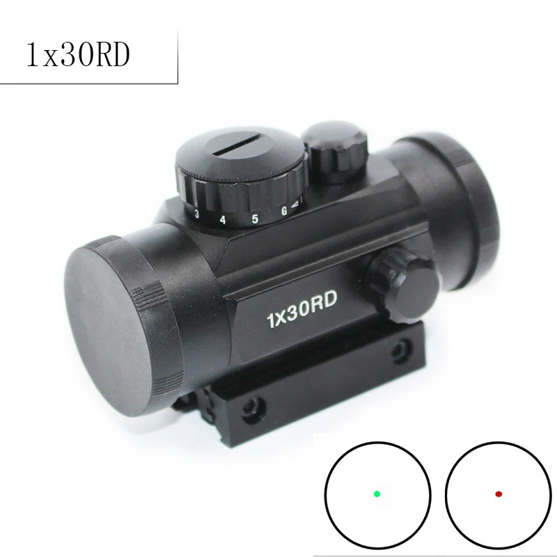 Tactical 1X30 Red Dot Sight Green illumination Adjustable Hunting Scope With 11/20mm Dovetail Rail For Musket Shot Air Gun SG Tactical 1X30 Red Dot Sight Green illumination Adjustable Hunting Scope With 11/20mm Dovetail Rail For Musket Shot Air Gun SG