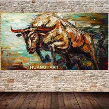 

Hand-painted Abstract Bull Oil Painting On Canvas Handmade Bull Painting For The bull Office Thick oil knife