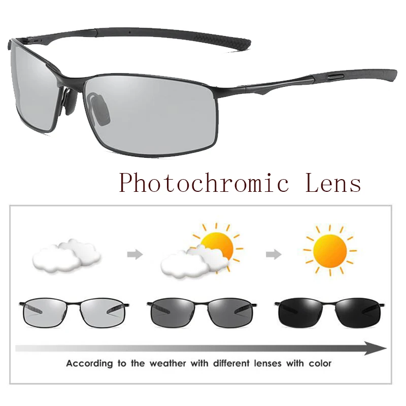Новинка, Поляризованные, меняющие цвет, фотохромные солнцезащитные очки, мужские очки-хамелеоны, мужские очки для вождения, солнцезащитные очки для рыбалки