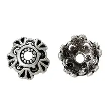 DoreenBeads Бусины Из Цинкового металлического сплава, бусины с цветком, античное серебро(подходит для бусин 8 мм) 8 мм(3/") x 8 мм(3/8"), 25 штук, новинка
