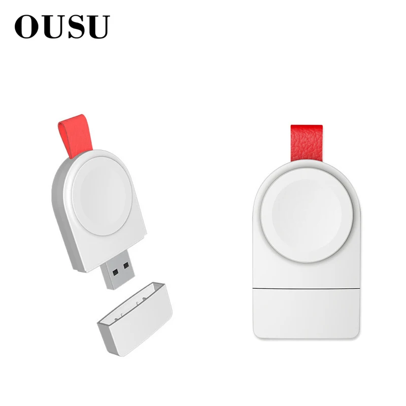 

OUSU QI Wireless Charger For apple Watch Magnetic Fast USB Charger For iwatch 1 2 3 4 cargador Portable Fast Charging Station