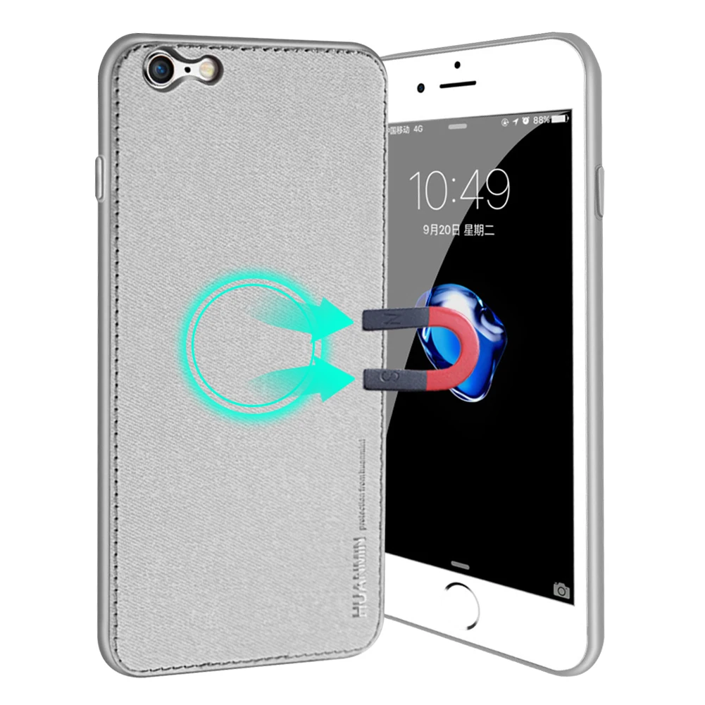 

Soft Fabric Silicone Car Magnetic Phone Case for iPhone X 7 8 Plus Shockproof Washable Magnet 360 Degreen Protective Coque