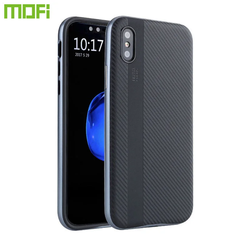 Beste Voor iphone X Case MOFi Originele Siliconen Soft Anti Klop 2 in 1 Luxe Zwart Beschermende Bumper Coque Voor iphone X 5.8 inch