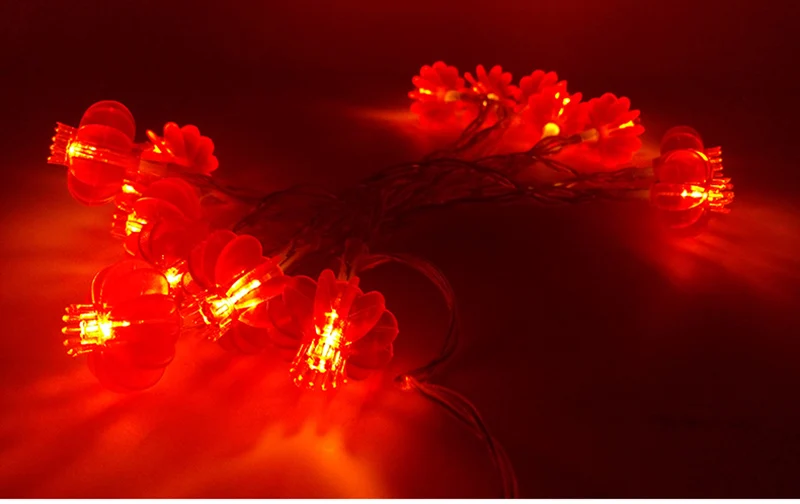 2 м 20 светодиодный красный фонарики огни строки для свадьбы, китайский Новый год, праздник весны, вечерние украшения, рождественские