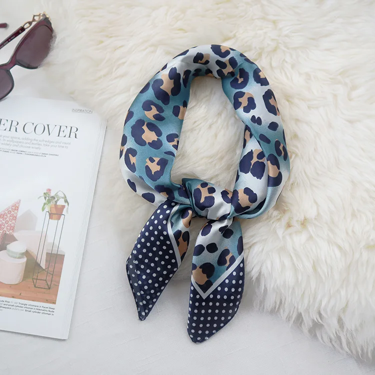 

Yishine 70*70 CM Women Multifunction Polyester Silk Scarf Dots Leopard Printed Hot Satin Small Square Wraps Scarves Shawls