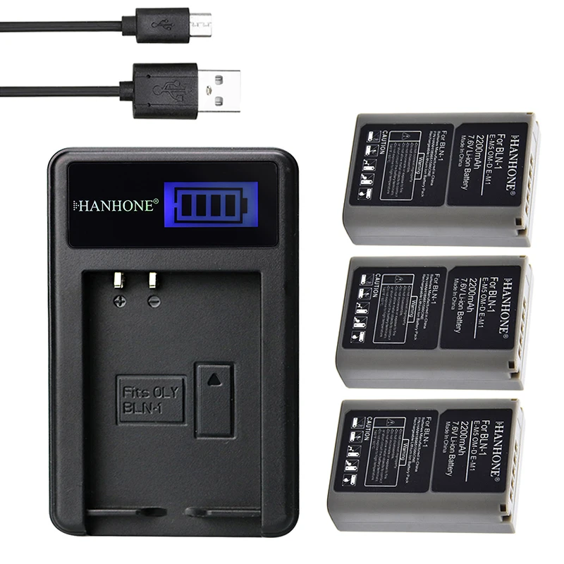 3 шт. 2200 мА/ч, BLN-1 BLN1 PS-BLN1 цифровой Камера Батарея+ ЖК-дисплей USB зарядка для Olympus OMD E-M5 L15 OM-D E-M1 E-P5 EM5 E-M5 II