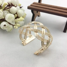 Luxurious Gold/Silver Plated Personality Exaggerate Wide Side Opening Cross Alloy Bracelets Bangles Jewelry For Women