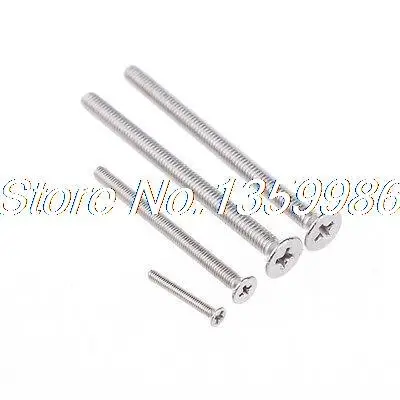 

50Pcs GB Flat Head Stainless Steel 304 Phill Screw M4X50 Full Thread Bolt