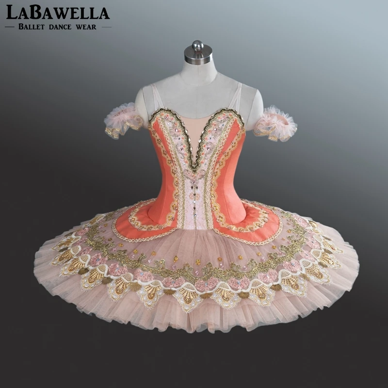 Women YAGP Competition Professional Ballet Tutus for Girls BT9098 Dark Pink Beige Classical Ballet Tutu Stage Costume