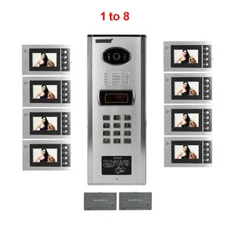 

New ArrivalTop quality building Home security Video Intercom System 4.3" LCD Video Door Phone IR Video Doorbell For 8-Apartments