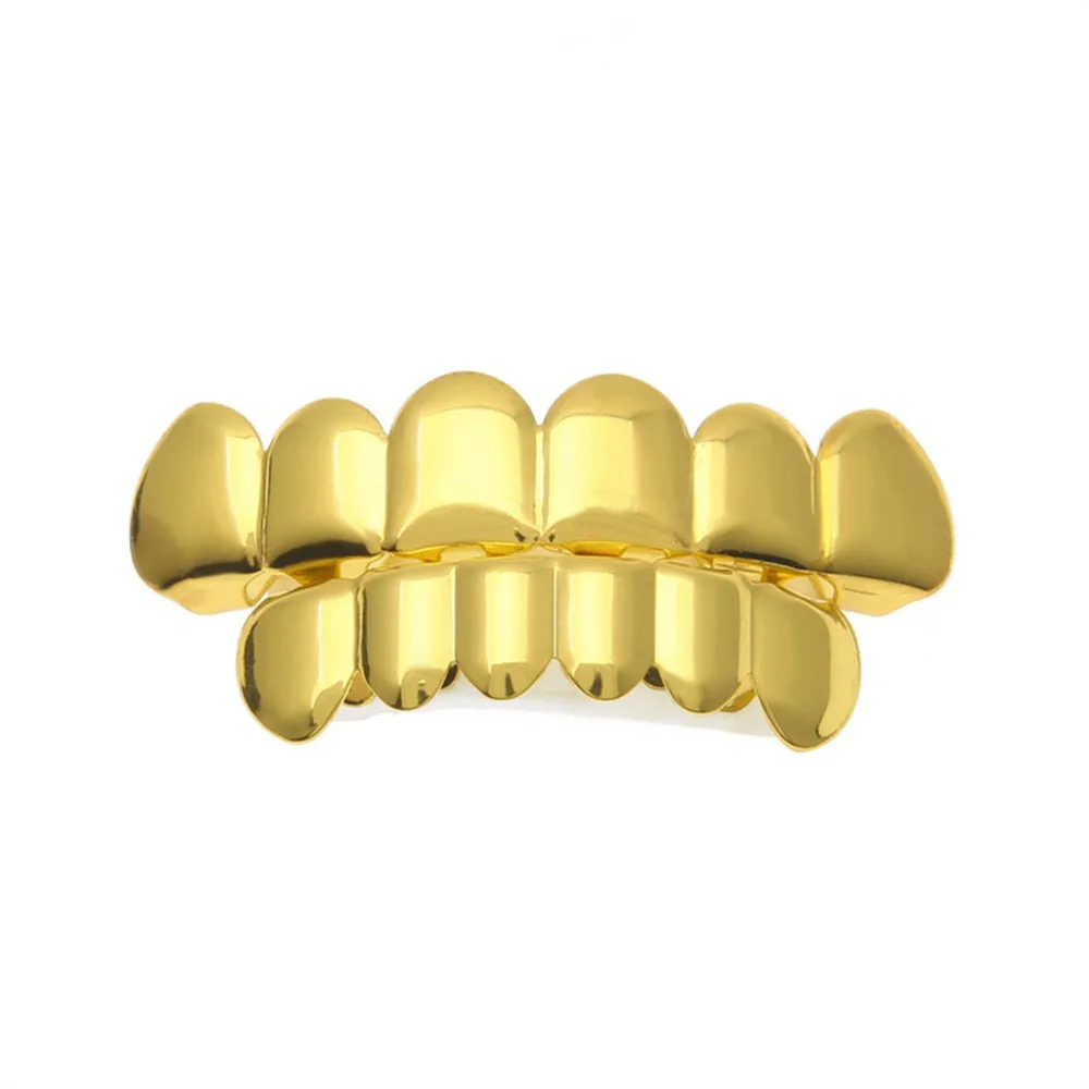 

A set of dental braces Gold Sliver Rapper Hip Hop Caps Mold Top Teeth Grillz Top Bottom Grill Teeth Grills Drop Shipping 1a09