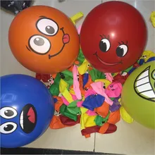 2016 20 шт. Случайно Смешали Шар Печатных Большие Глаза Смайлик Воздушный Шар День Рождения Украшения Надувные Баллоны Латексные Шары