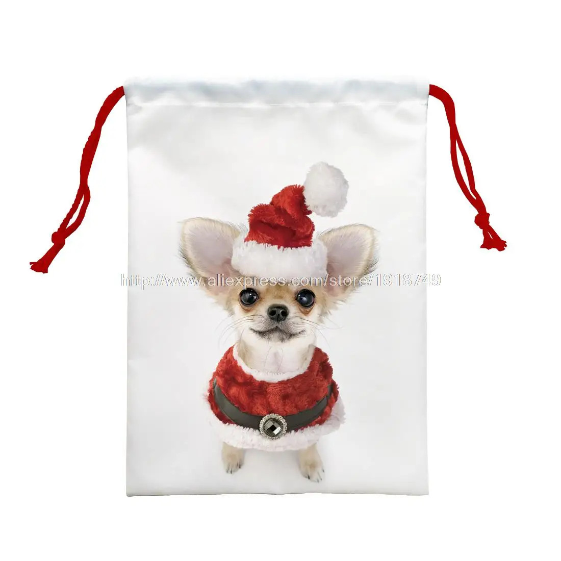 4 Pcs Mignon Chien Avec Rouge De Noël Chapeau Imprimé Blanc
