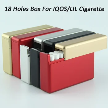 

High quality 5colors aluminum alloy electronic cigarette case 18holes sliding type red cartridge storage box for IQOS