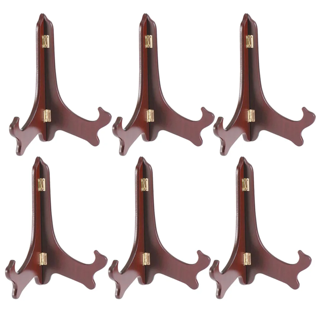 6pcs 6 inch Wooden Easel Wood Wedding Table Photo Card Stand Plate Display Holder For Party Decoration