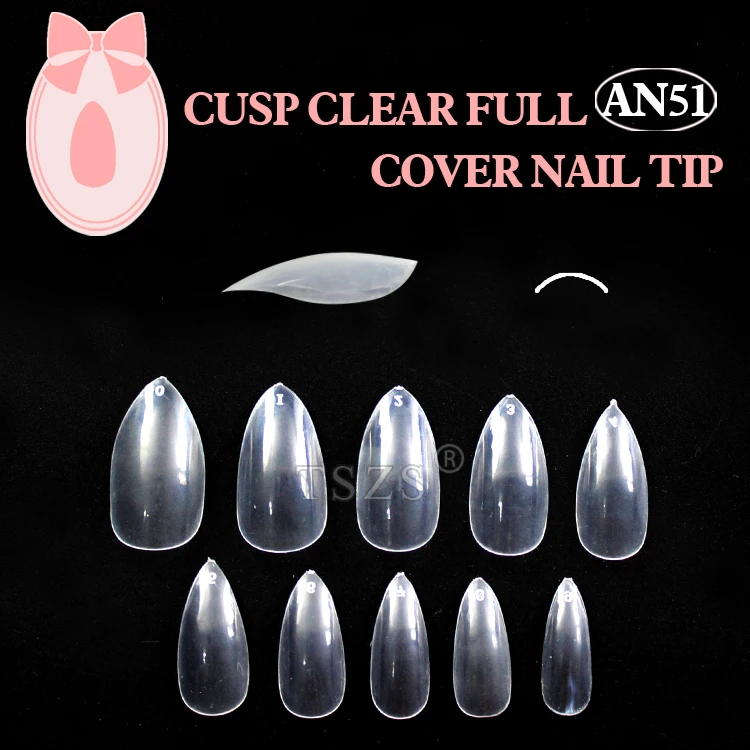 

1bag/lot * 600pcs Stiletto Point ABS Full Cover False Clear Natural Cusp Nail Tips Acrylic