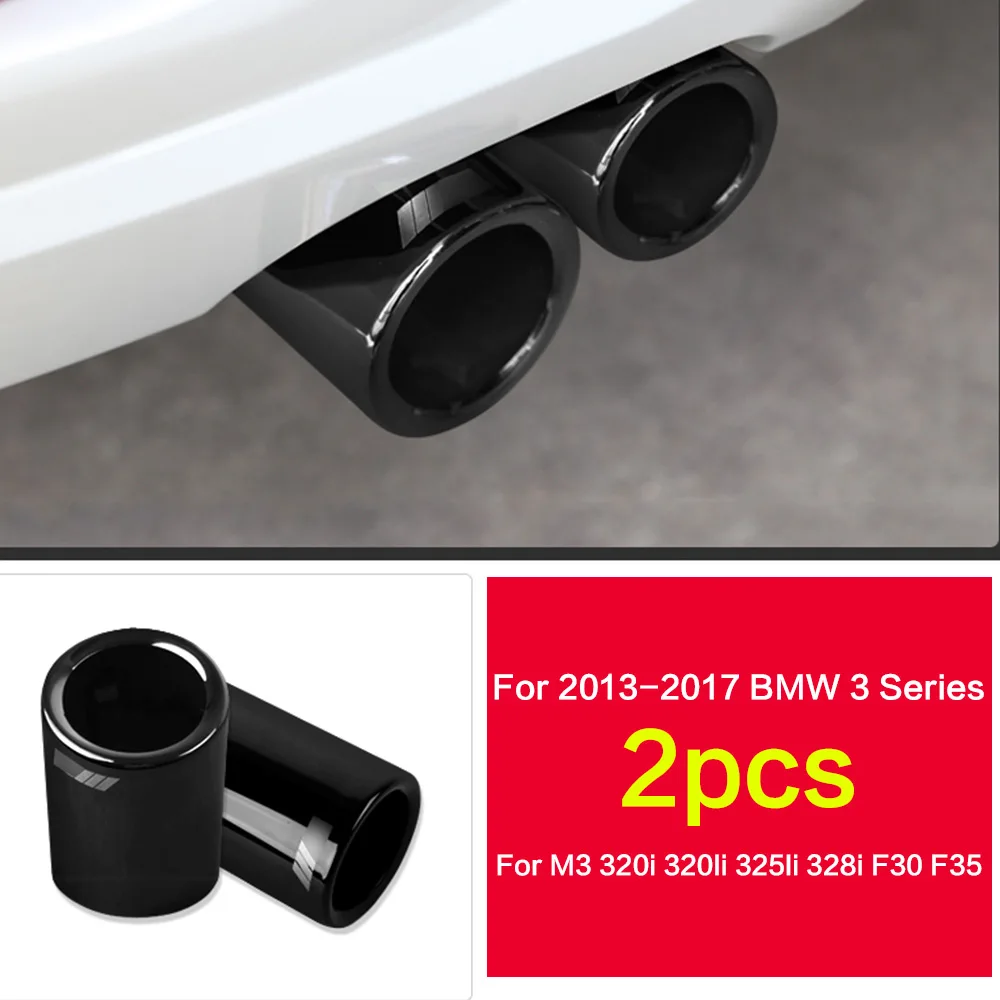 Для BMW F30 320i 320 316i 328i 2013- автомобиля Нержавеющая сталь задний наконечник на глушетель выхлопной глушитель труб выхлопной трубы AITWATT - Цвет: 2pcs
