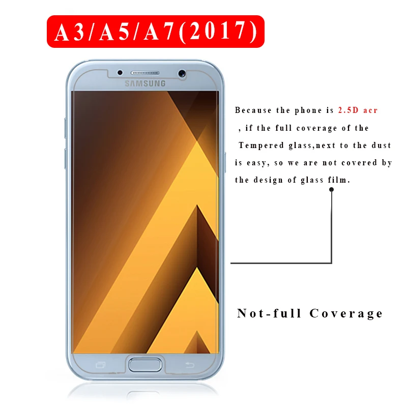 9 H закаленное Стекло Экран протектор для Samsung Galaxy A3 A5 A7 2017 Анти Shatter A320 A520 A720